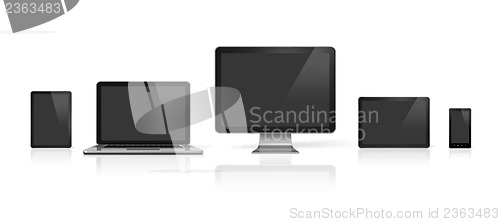 Image of computer, laptop, mobile phone and digital tablet pc