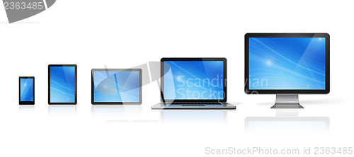 Image of computer, laptop, mobile phone and digital tablet pc