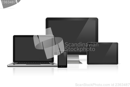 Image of computer, laptop, mobile phone and digital tablet pc