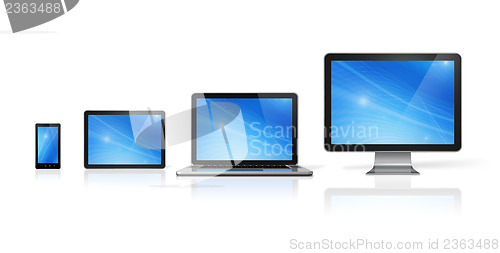 Image of computer, laptop, mobile phone and digital tablet pc