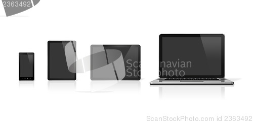 Image of Laptop, mobile phone and digital tablet pc