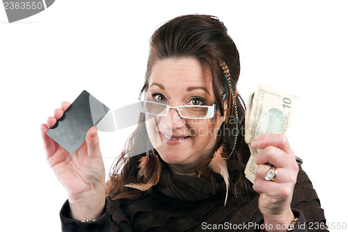 Image of Woman With Card and Money