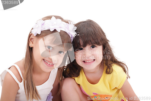 Image of Two little girls, isolated over white 