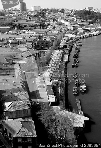 Image of Portugal. Porto. Gaya. View of Douro river embankment  in black 