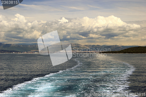 Image of Adriatic seascape with ship trace