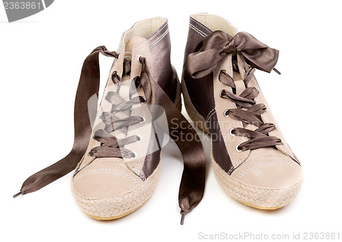 Image of Pair of fashionable sneakers, isolate