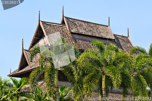 Image of Thai church carved from palm