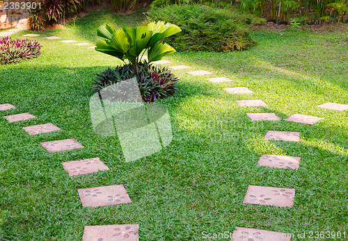 Image of Stone path on green grass
