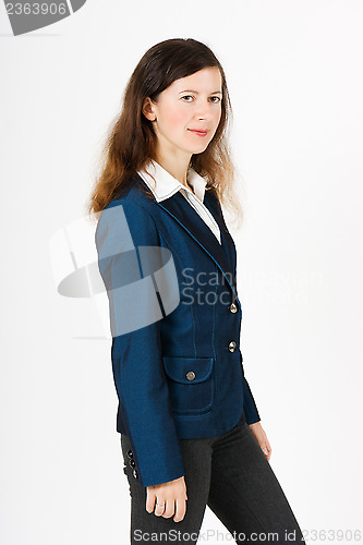Image of Girl in a blue suit
