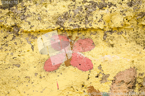 Image of masonry wall colorful paint butterfly background 