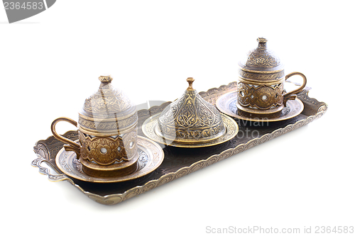 Image of Bronze set for Turkish coffee.