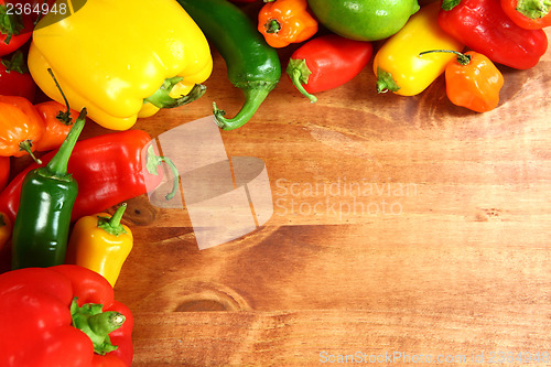 Image of Border of Healthy Various Peppers