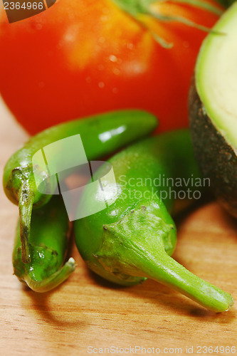 Image of Salsa Ingredients of Avocado, Cilantro, Tomatoes and Peppers