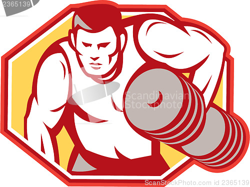 Image of Weightlifter Lifting Weights Retro