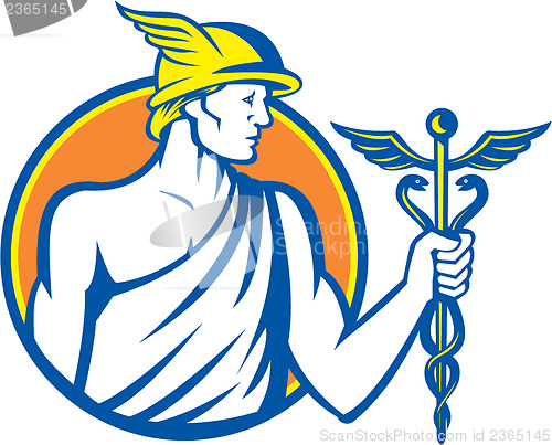 Image of Mercury Holding Caduceus Staff