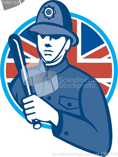 Image of British Bobby Policeman Truncheon Flag