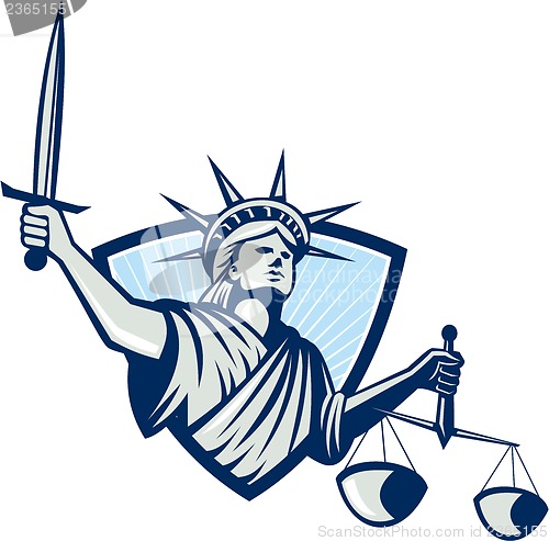 Image of Statue of Liberty Holding Scales Justice Sword