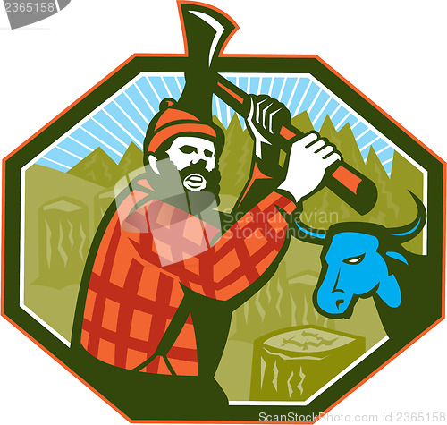 Image of Paul Bunyan LumberJack Axe Blue Ox