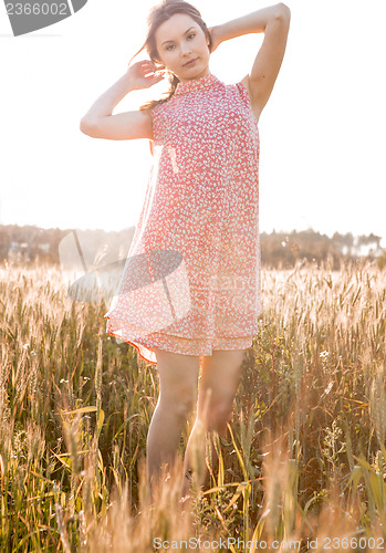 Image of Preety woman on a meadow