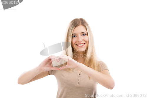 Image of Woman doing a heart with her hands