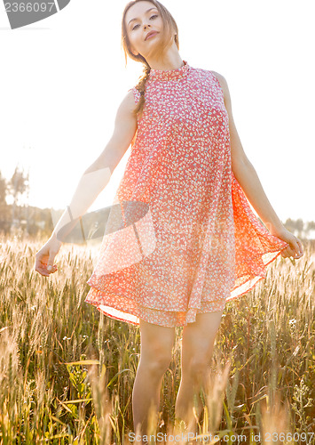 Image of Preety woman on a meadow
