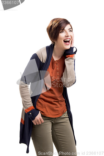 Image of Happy woman laughing