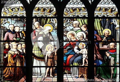 Image of St. John the Baptist introduced by his mother, St. Elizabeth, the Infant Jesus and the Holy Kinship (The Virgin, St. Joseph and St. Anne)