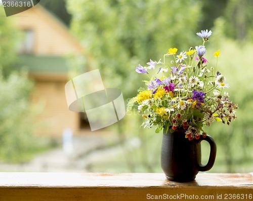 Image of beautiful bouquet of bright wildflowers