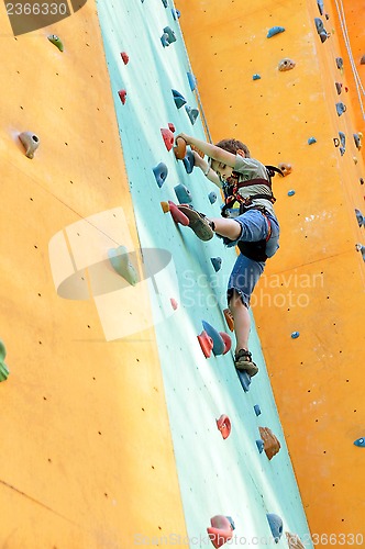 Image of small child climbing up the wall