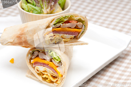 Image of club sandwich pita bread roll