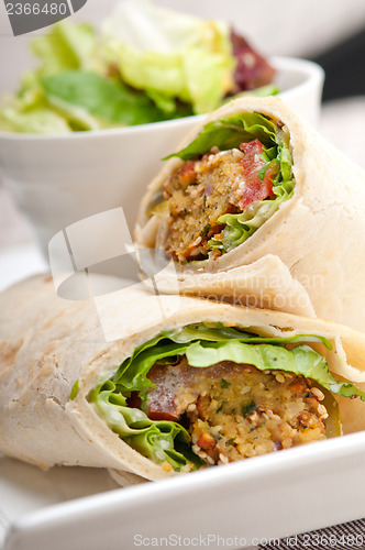 Image of falafel pita bread roll wrap sandwich