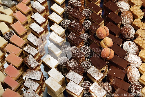 Image of Colorful desserts and pastry served on a wedding party