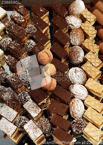 Image of Colorful desserts and pastry served on a wedding party