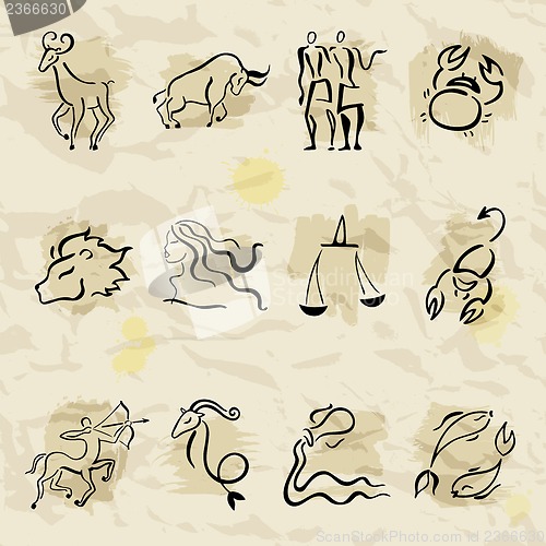 Image of Horoscope Zodiac  Star signs, vector set.