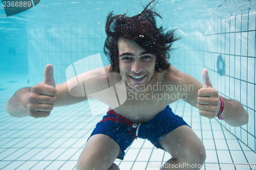 Image of Underwater thumbs up