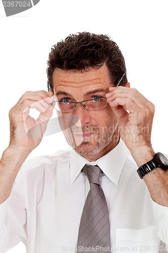 Image of adult businessman with glasses portrait isolated
