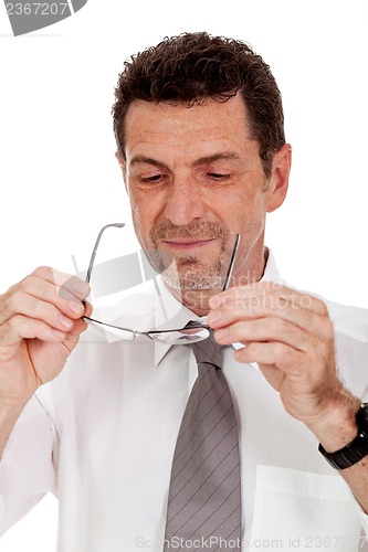 Image of adult businessman with glasses portrait isolated