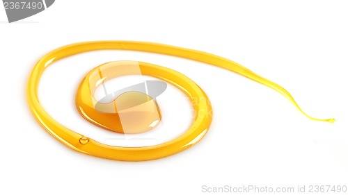 Image of maple syrup swirl on white background