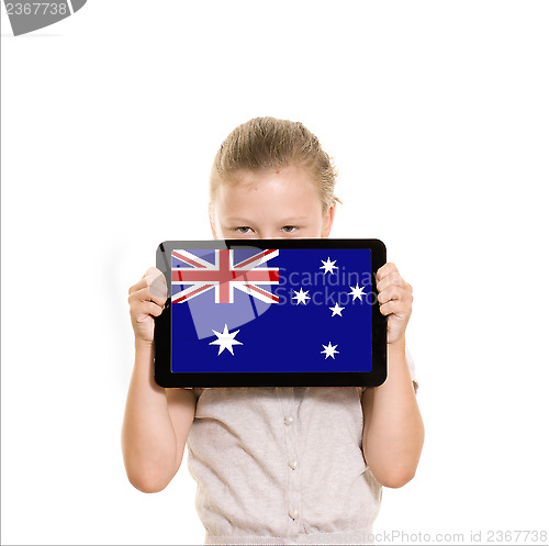 Image of Girl holding tablet pc