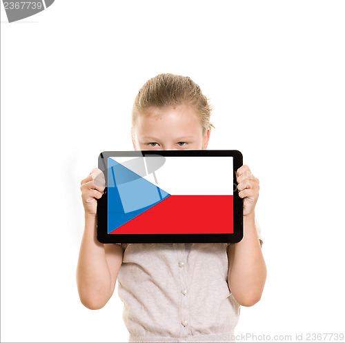 Image of Girl holding tablet pc