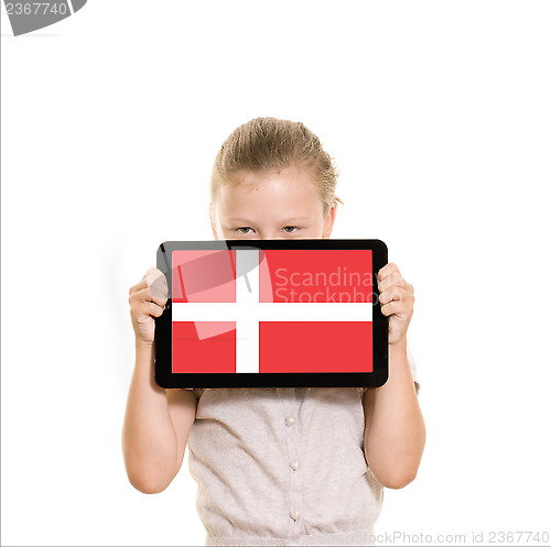 Image of Girl holding tablet pc