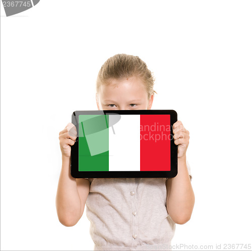 Image of Girl holding tablet pc