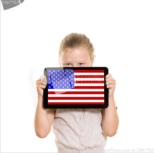 Image of Girl holding tablet pc