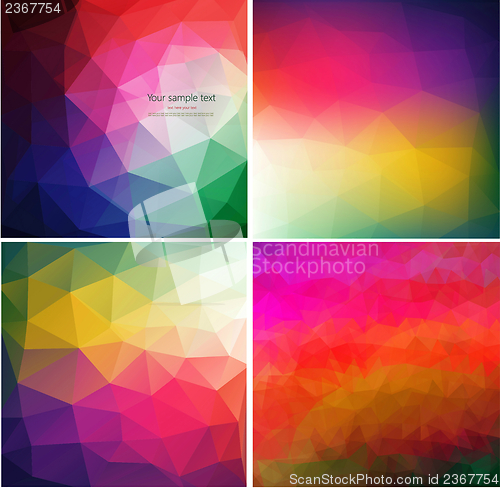 Image of Set of four colorful abstract geometric background