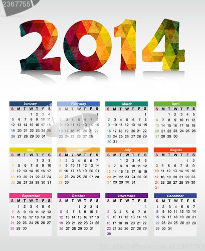 Image of Calendar 2014. Vector