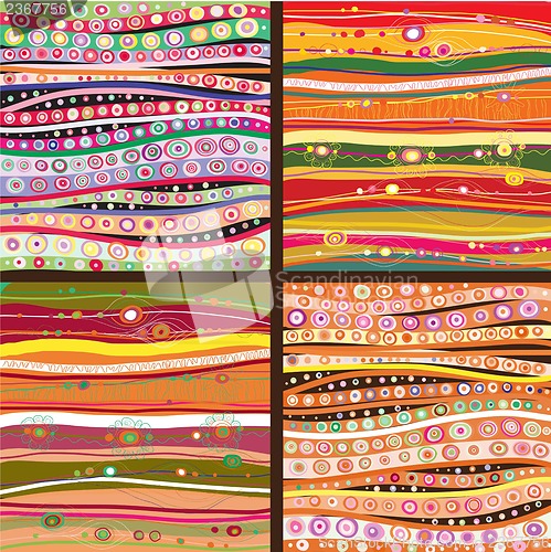 Image of Set of four colourful line background.