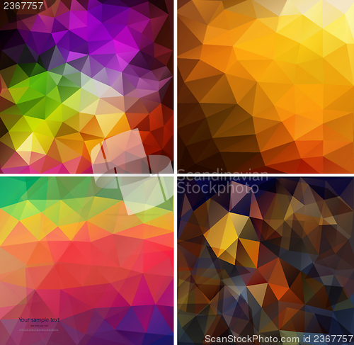 Image of Set of four colorful abstract geometric background