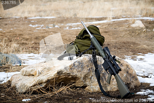 Image of rifle on rock