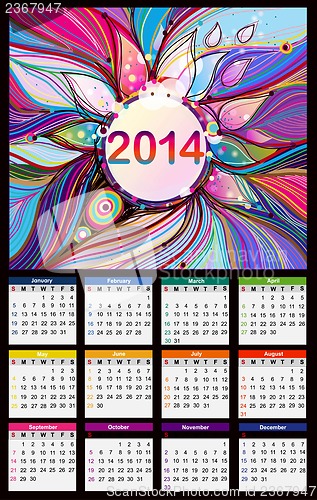 Image of Calendar 2014. Vector
