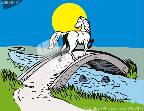 Image of Horse Crossing Bridge